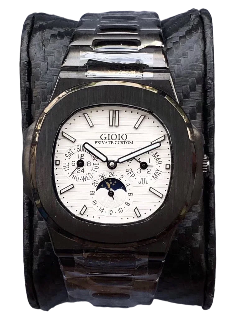 

Мужские автоматические механические часы moon phase, черные, синие