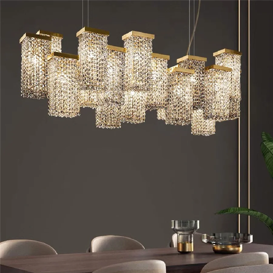 

Modern K9 Crystal Chandelier Italy Designer Luster Pendant Lights for Dining Room Living Room Bedroom Villa Island Hanging Lamp