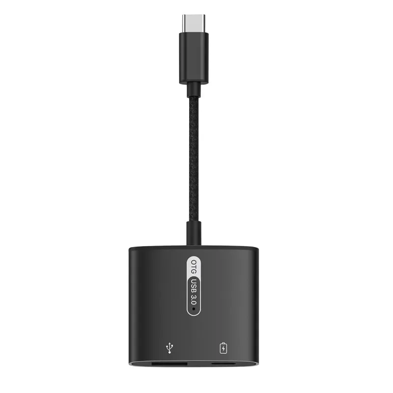 2 в 1 адаптер OTG типа C к USB PD 60 Вт быстрый разветвитель для кабеля QC преобразователь