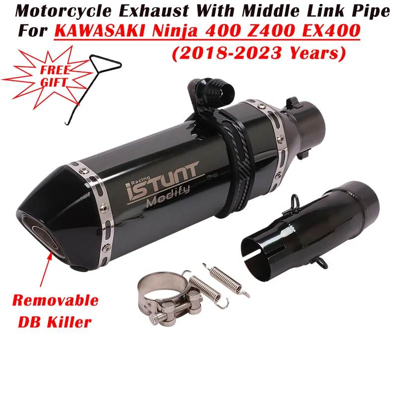 

Слипоны для KAWASAKI Ninja 400 EX400 Z400 2018 - 2021 2022 2023 система выхлопных газов мотоцикла модифицирует глушитель Средний соединительный трубопровод