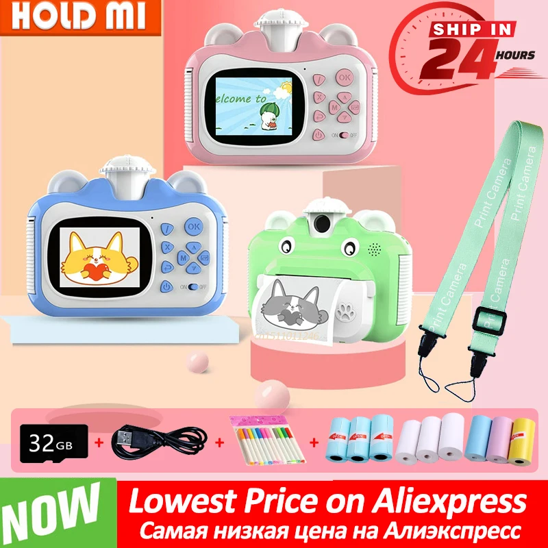 

Themal Instant Print Camera for Kids Children 1080P HD Video Photo Camera Toys SD Card 12 Colors Pen Baby Birthday Gifts