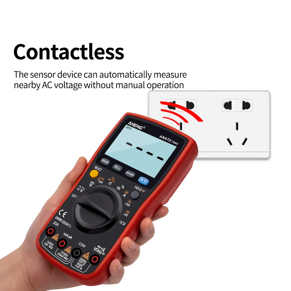 Цифровой мультиметр AN870 профессиональный тестер 19999 отсчетов True-RMS Бесконтактный