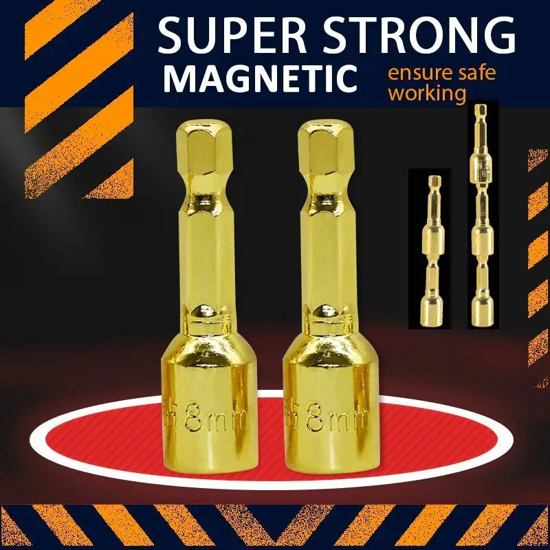 

1/5PCS Magnetic Hexagonal Bits 8mm Chrome Steel Hand Drill Hexagon Magnetic Sleeve Power Drills Impact Drivers Socket Gold Color