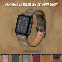 retro strap for apple watch leather band 40mm 41mm 44mm 45mm 42mm 38mm genuine correa bracelet for iwatch series 7 6 5 4 3 se
