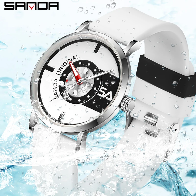 SANDA Ladies Watch Trend Creative Quartz Mens Sports Clock Fashion Casual Unisex Quartz Silicone Water proof Watch Reloj Señoras