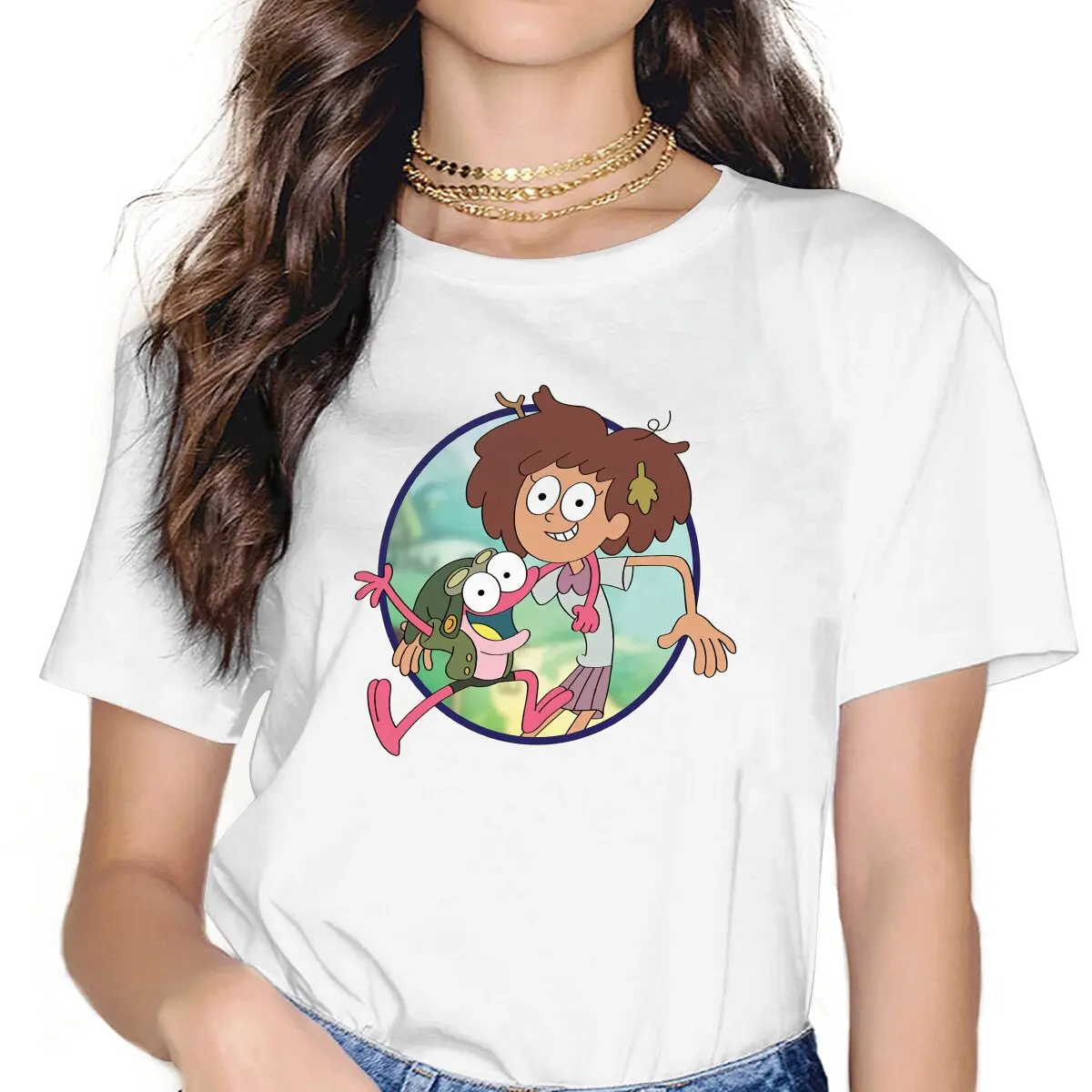 

Anime Amphibia Anne And Sprig Tshirt Homme Women's Clothes Unisex Polyester Blusas T Shirt For Women