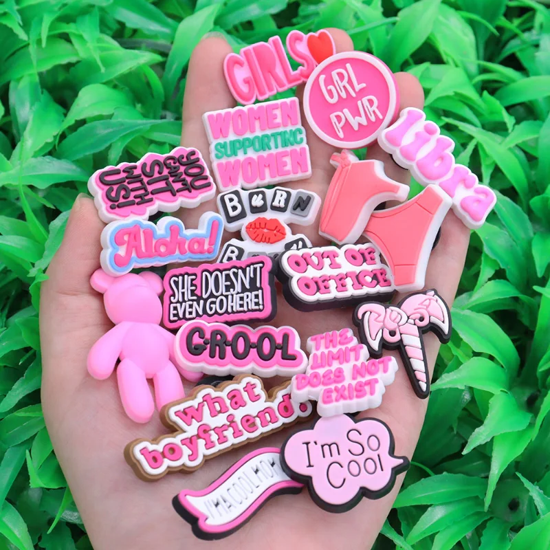 100PCS PVC I'm So Cool Girl Gang Shoe Charms Aloha Kids Croc Jibz Buckle Button Accessories Fit Woman Backpack Party Gift
