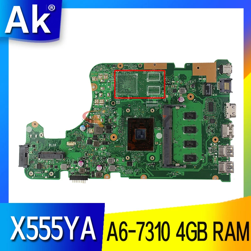 

Процессор X555YA A6-7310, 4 Гб ОЗУ, материнская плата REV2.0 для ASUS X555Y, X555YA, X555YI, X555DG, A555D, X555D, тест материнской платы ноутбука 100% ОК