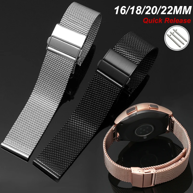 

Stainless Steel Milanese Watch Bands for Huawei watch GT3/GT2 PRO 46MM Magic 2 Metal Strap for Seiko/Samsung watch 16 18 22 20mm