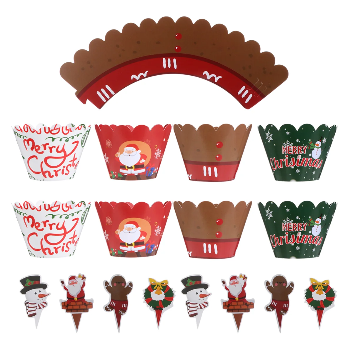 

Christmas Cupcake Toppers Wrappersdessert Cake Decorations Picks Xmas Topper Holders Party Edible Merry Festive Cups Baking