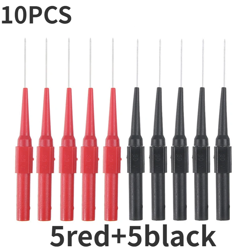 10 шт., 30 В, автомобильные наконечники, диагностические инструменты, мультиметр, тестовые провода, удлинительные игольчатые наконечники для пирсинга спины, автокомплект, машина 0,7 мм