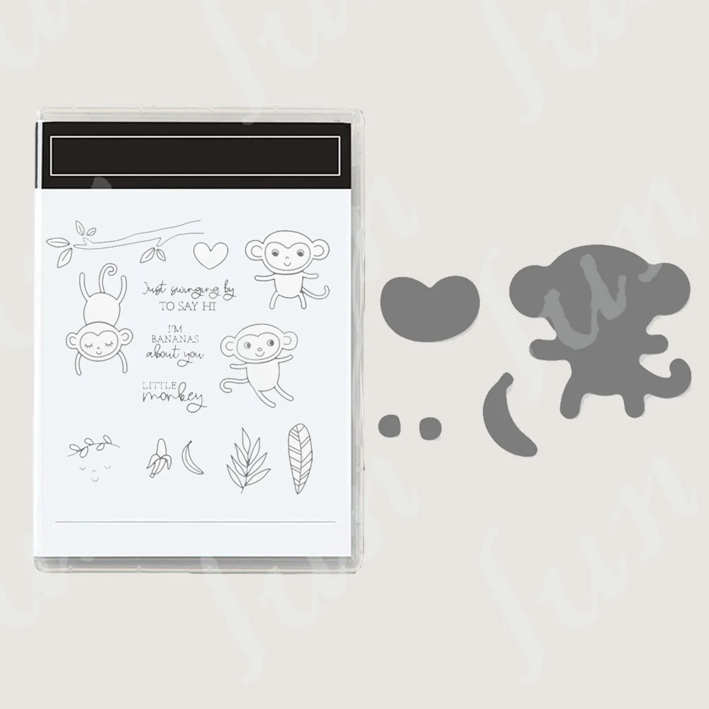 

New Arrival Naughty Monkey Clear Stamps Handmade Greeting Cards Embossed Stickers Diary Scrapbooking Metal Cutting Making Cards