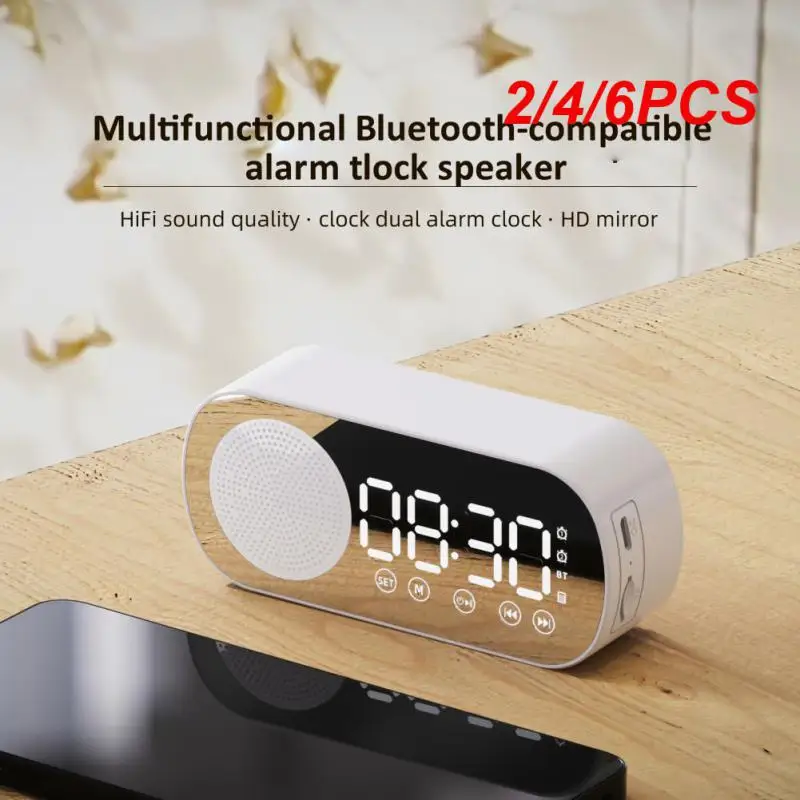 

2/4/6 шт. тихий беспроводной динамик Зеркальный Цифровой Будильник Радио FM большой дисплей батарея для спальни комнаты офиса подарок