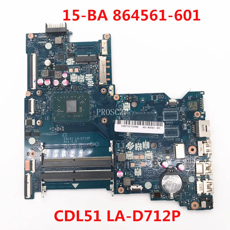 864561-601 864561-501 864561-001 Free Shipping For HP 15-BA Laptop Motherboard CDL51 LA-D712P A9-9410 CPU 100% Full Working Well