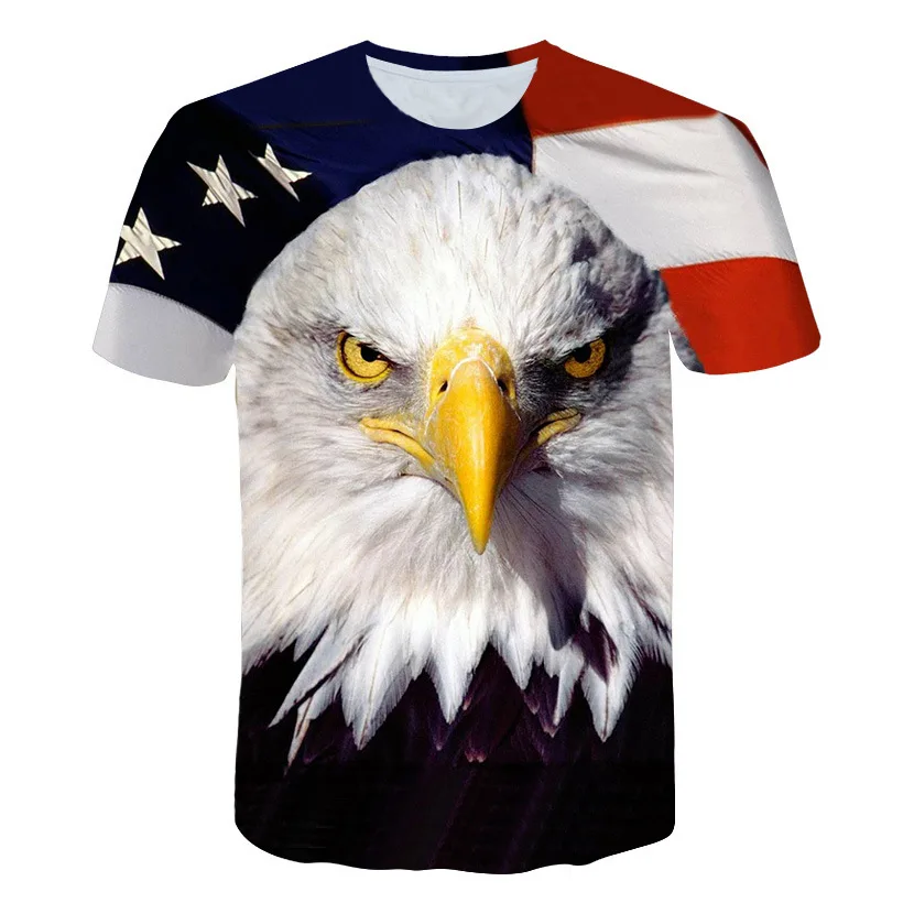 

2023 New Men's T-shirt 3D Printed American Eagle Style Men's Casual Short Sleeve Tracksuit Top Size XXS-6XL
