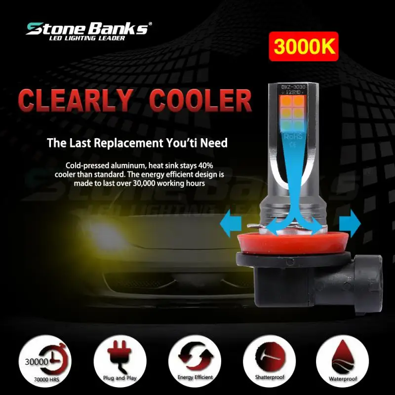 

2 шт., Автомобильные светодиодные лампы H11 H8 H9, 3000 лм