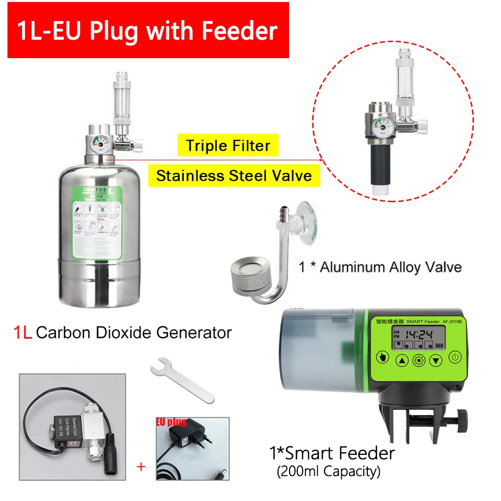 

Система генератора CO2 для аквариума, комплект с тройным фильтром из нержавеющей стали высокого давления, с умным фидером для аквариума
