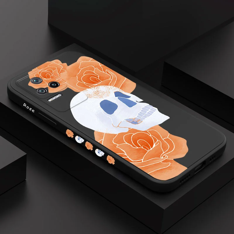 

Skeleton Rose Phone Case For Xiaomi Poco M5S X5 F4 X4 M4 F3 X3 M3 F2 X2 Pro C40 4G 5G GT Liquid Silicone Cover