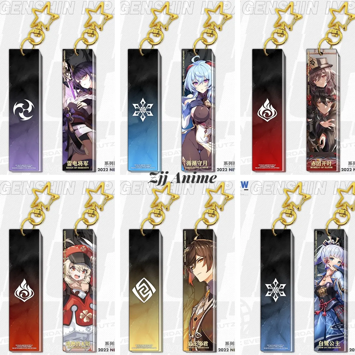 Genshin Impact Raiden Shogun Keychain Cosplay Cute Game Klee Ganyu Hutao Zhongli Ayaka Acrylic Key Chains Pendant Keyring Gifts