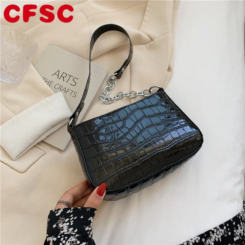 

New Crocodile Pattern Handbags Fashion PU Leather Women's Shoulder Bag 2022 Luxury Texture Chain Lock Messenger Bag Wholesale