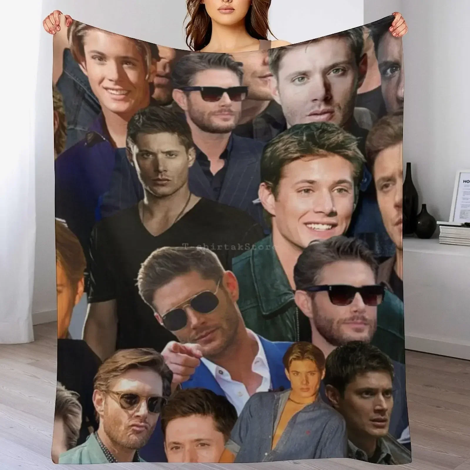 Jensen Ackles фотоколлаж пледы гигантский диван фланелевая ткань утяжеленные одеяла