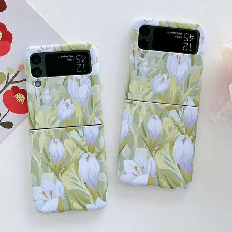 

Fashion Painted Case for Samsung Galaxy Z Flip 3 5G Flip3 Hard PC Phone Protective Cover Coque For Samsung Z Flip3 SM-F711B Capa