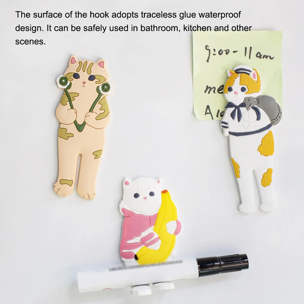 

Pack of 6 Refrigerator Sticker Cute Cartoon Animal Bendable Hangers Kitchen Bathroom Office Decorations Hooks Set Accessories