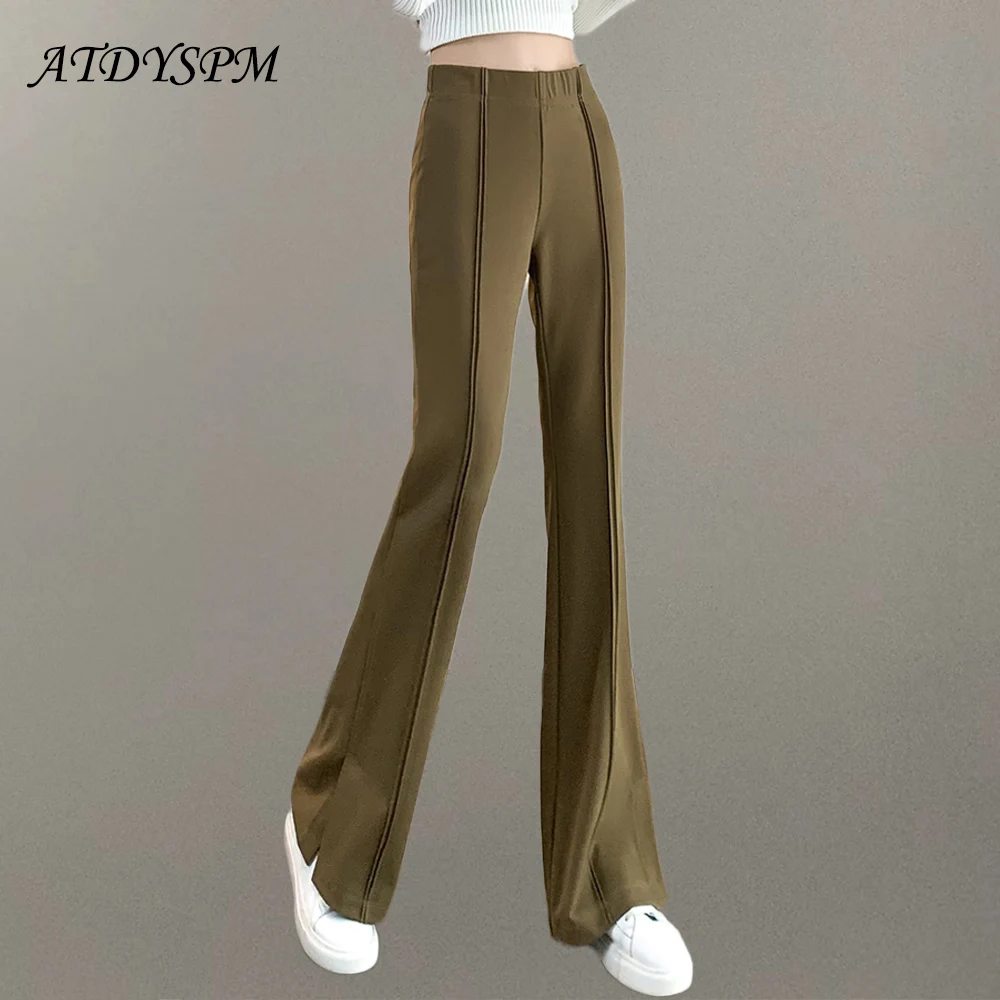 

High Waist Flare Pants Women Simplicity All-Match Vintage Office Lady Suit Pants Fashion 2023 Casual Straight Trousers Femme