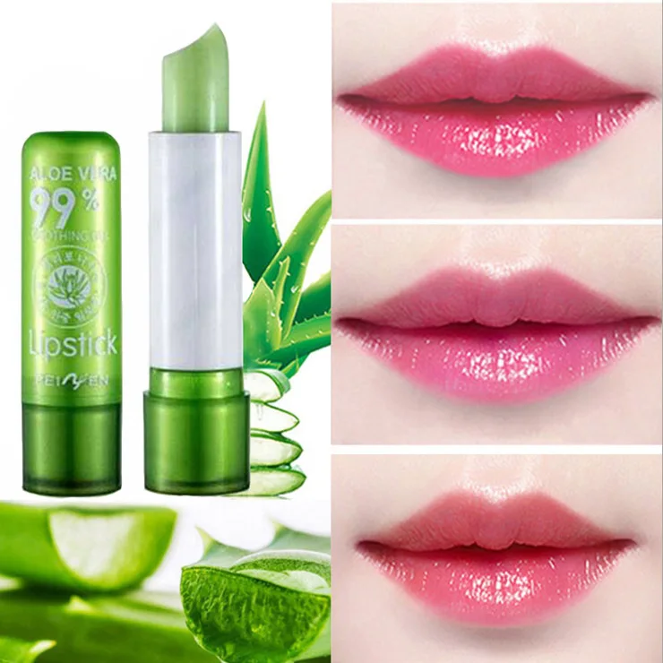 

1PC Moisture Lip Balm Long-Lasting Natural Aloe Vera Lipstick Color Mood Changing Long Lasting Moisturizing Lipstick Anti Aging