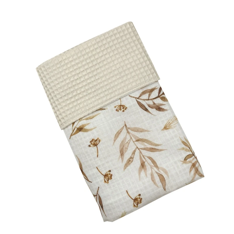 

BX0D Cotton Waffle Baby Swaddle Blanket Newborn Infant Floral Leaves Print Towel Wrap