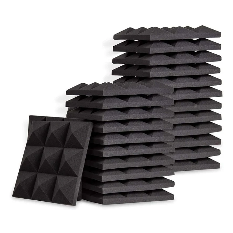 

24 Pcs Acoustic Foam Panel-Pyramid Studio Wedge Tile-For Independent Treatment Of Walls And Ceilings,5X 30X 30Cm