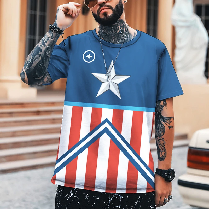 

Summer Men T-shirt Exclusive Design Striped 3d Printing T-shirt O-neck T-shirt Brand Clothing Oversized S-5xl