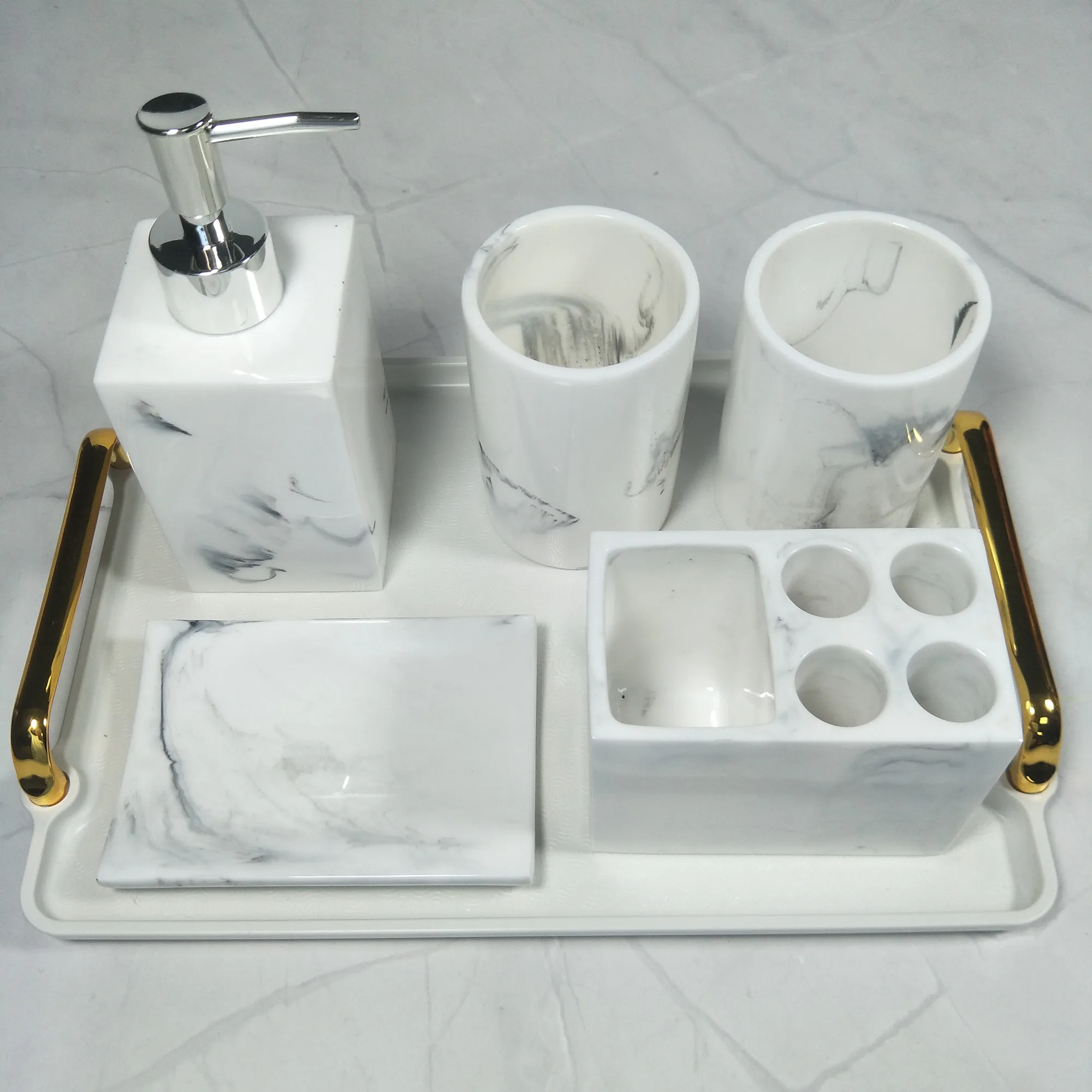 Набор аксессуаров для ванной комнаты дозатор мыла хлопковая банка чашка