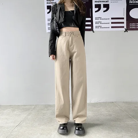 Straight Leg Jeans for Women High Waist Trend Denim Pants Mom Jean Baggy Pants Casual Comfort Trousers High Waist Jeans Button