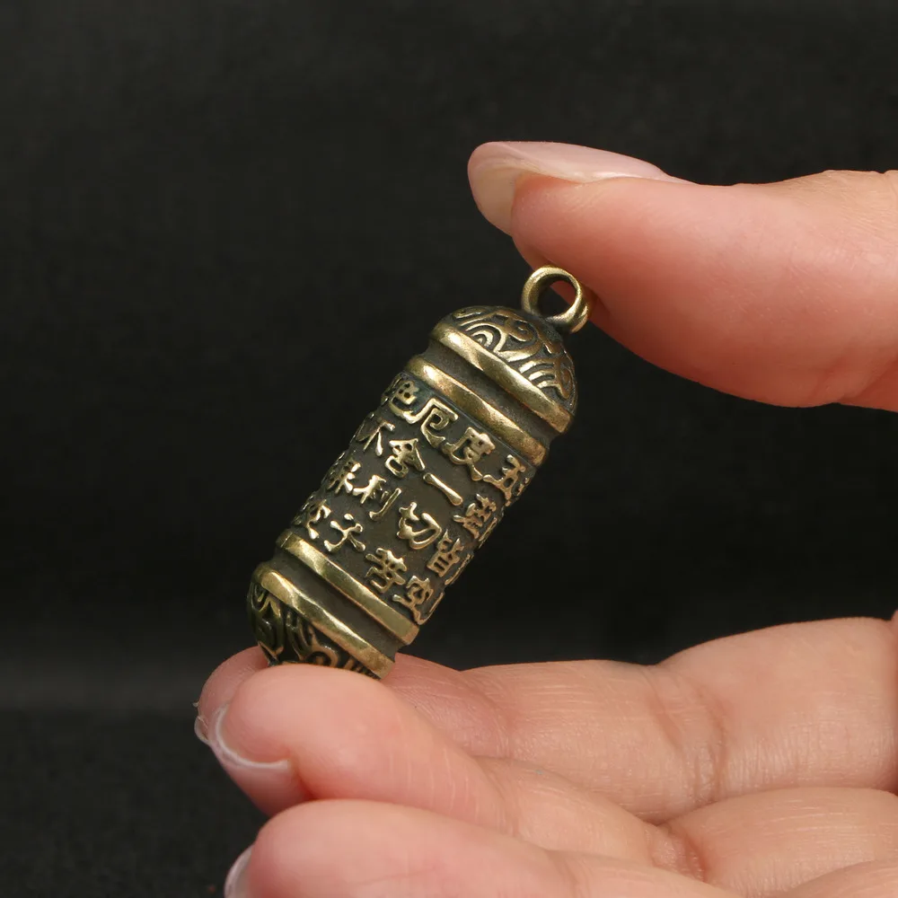Античная латунная подвеска для ключей в виде столба с шестью словами