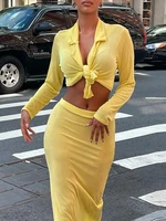tossy deep v neck solid long sleeve summer women two piece dress sets sexy ruched top and skirt set slim partywear suits 2021