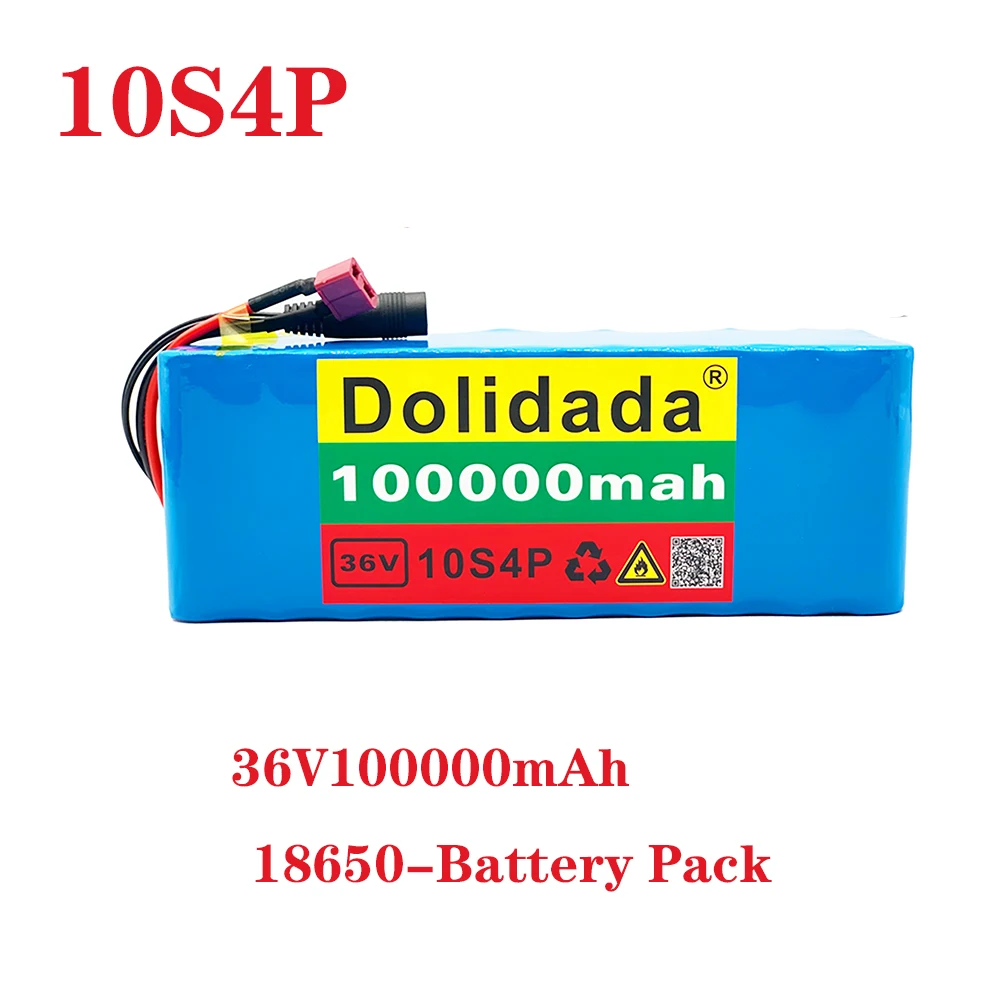 Новый аккумулятор 36V 10s4p 100Ah 1000W большой емкости на литий-ионных батареях 18650 для электробайка-самоката с BMS Tplug включен.