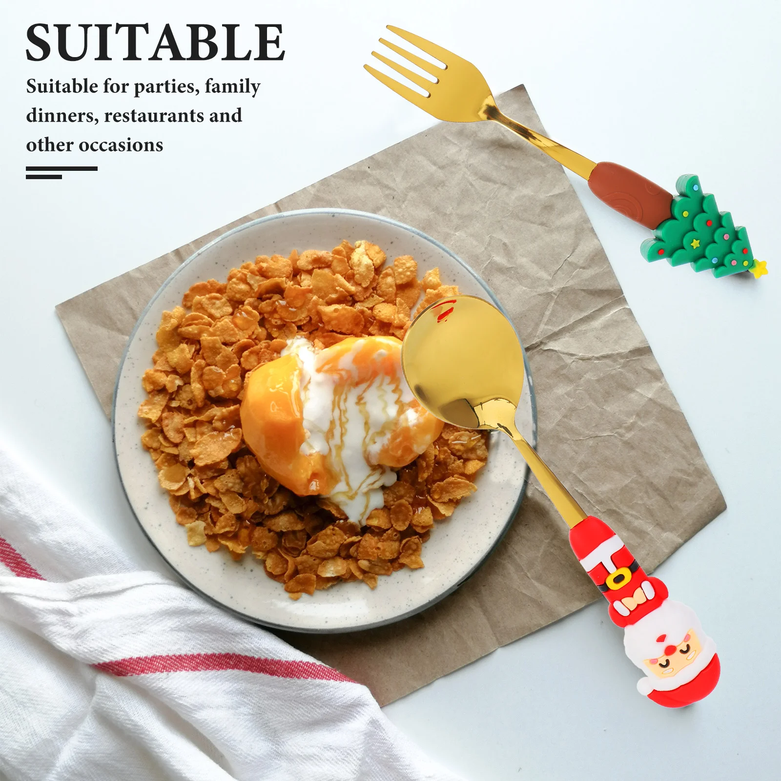 Чайные ложки Рождественская вилка и набор для смешивания кофе Лед Крошечное