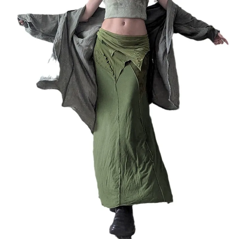 Нишевый дизайн юбка-миди с чистым ветром в стиле Sensen нерегулярная сетчатая