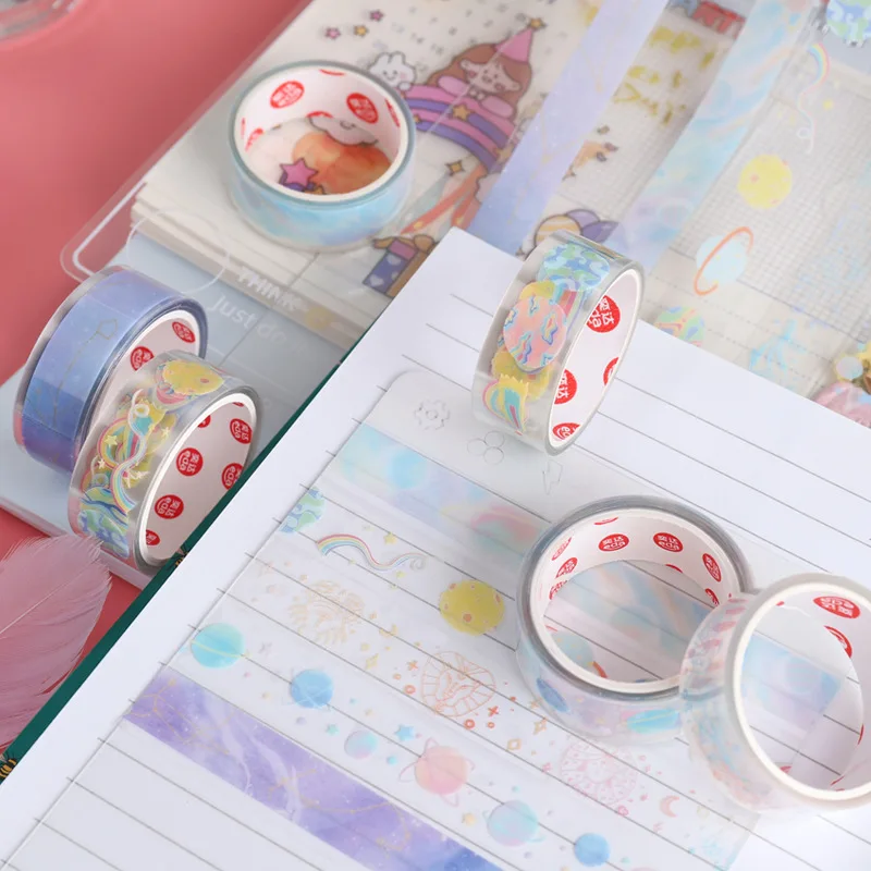 

Mutual Trust 5pcs Fantasy Star Transparent Masking Washi Tape Art Decorative Adhesive Diy Scrapbooking Sticker Label Stationery