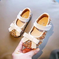 kids princess pu performance shoes for girl 2022 spring new soft crystal non slip moccasin shoe korean children fashion with bow