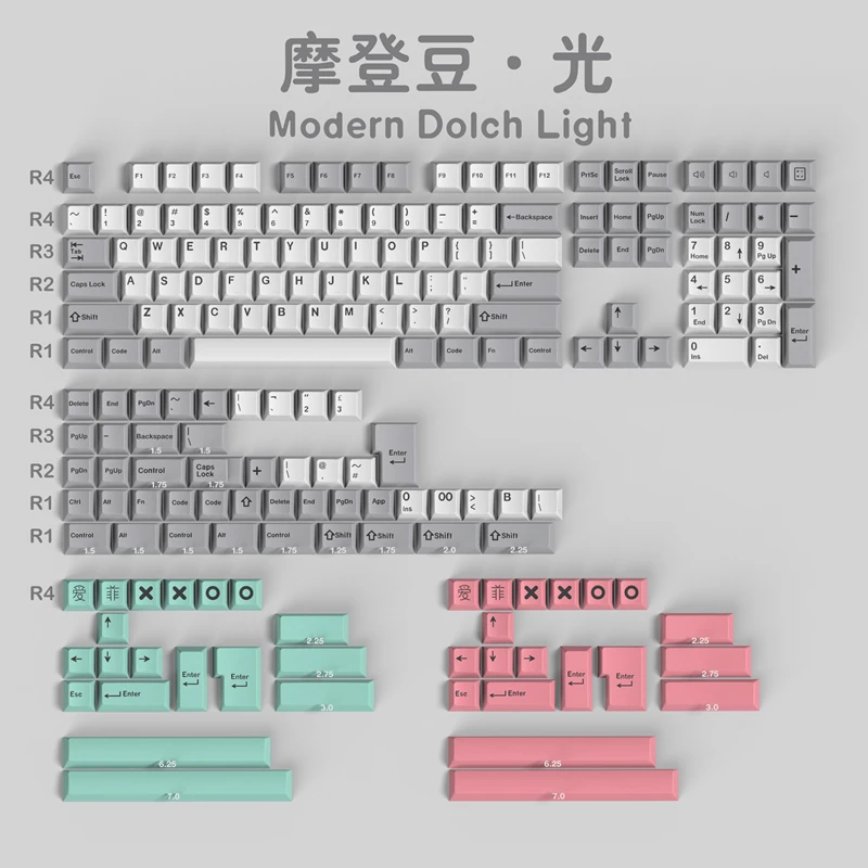 192 Keys GMK Modern Dolch Light Keycaps ABS Double Shot Keycap Cherry Profile Key Caps ISO Enter 7U Spacebar For EU Layout