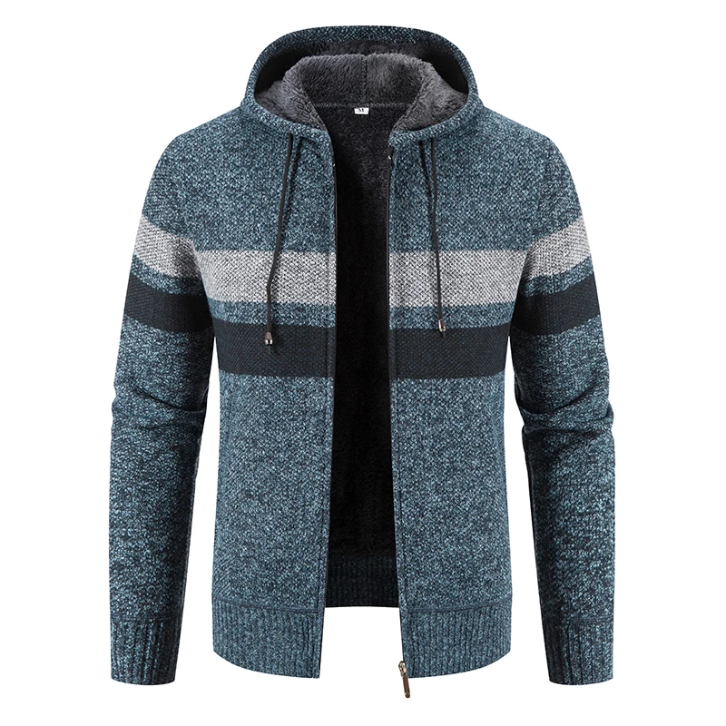 Autumn and Winter New Fashion and Comfortable Men's Cardigan Fashion Knitted Large Sweater Sewn Colorblock Coat