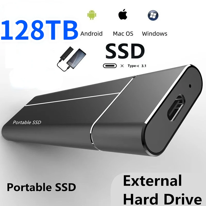

NEW 128TB 64TB 32TB 16TB 8TB High Speed Mobile External Hard Drive SSD USB3.1 External Solid State Drives Disk