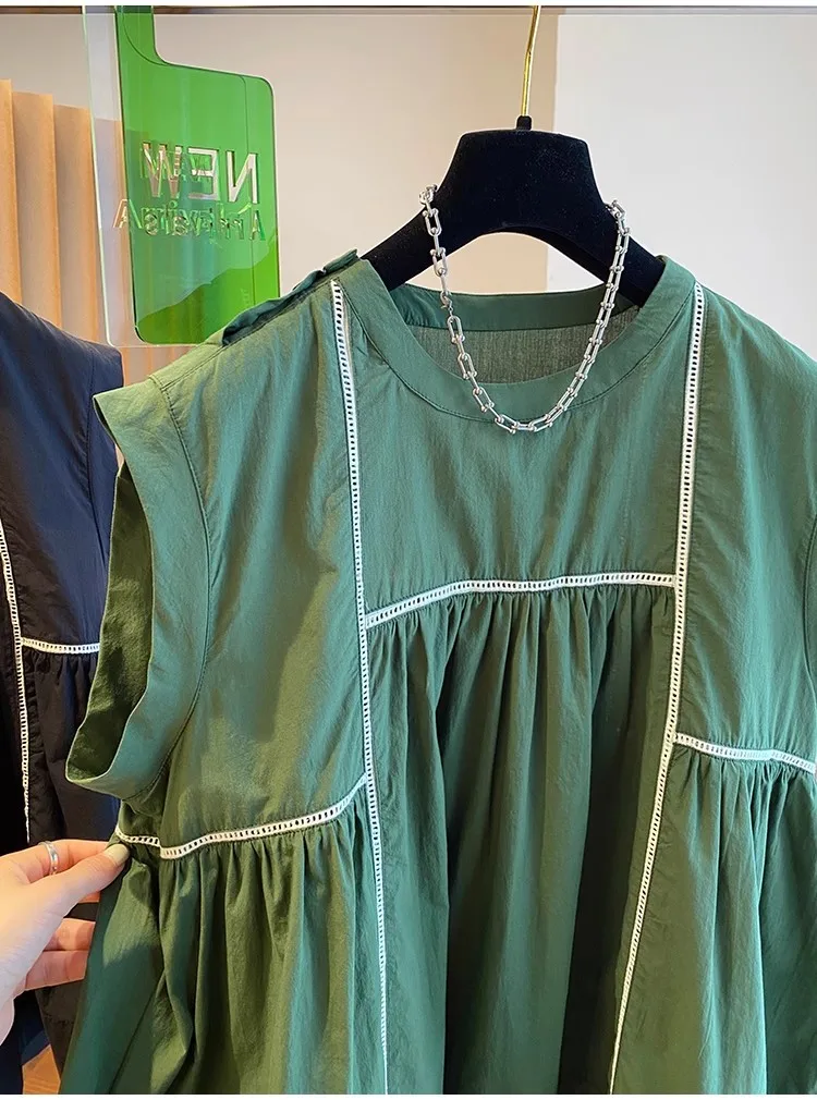 Блузка женская из хлопка и льна элегантный свободный однотонный топ без рукавов