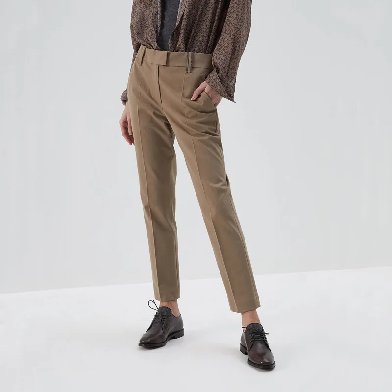 Slim High Waist Cotton Chimney Pants 2022 Early Spring New European and American Luxury Fashion Casual Suit Pants Women