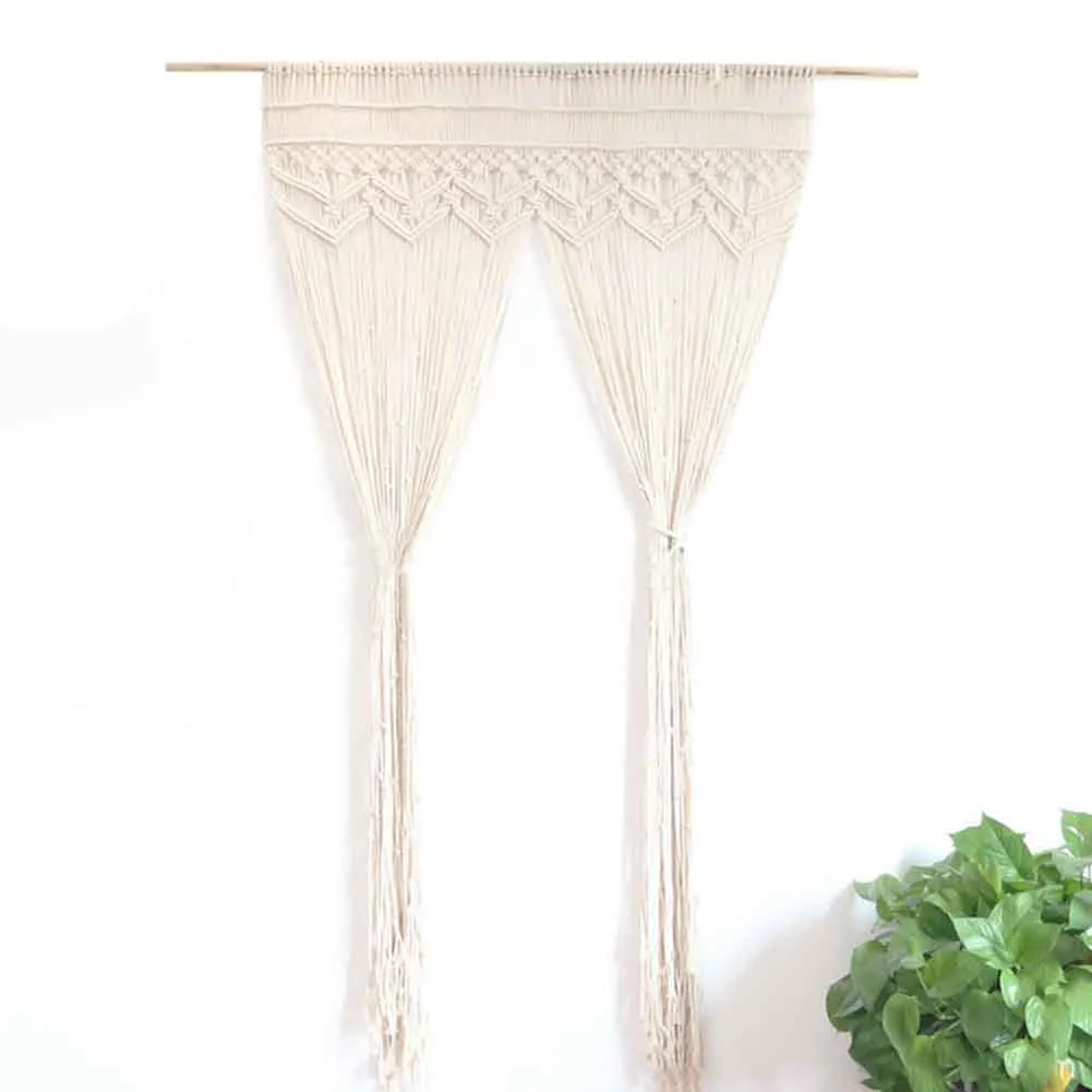 

95x180cm Curtain Handmade Door Cotton Blend Living Room For Wedding Large Woven Home Decor Art Macrame Wall Hanging Tapestry