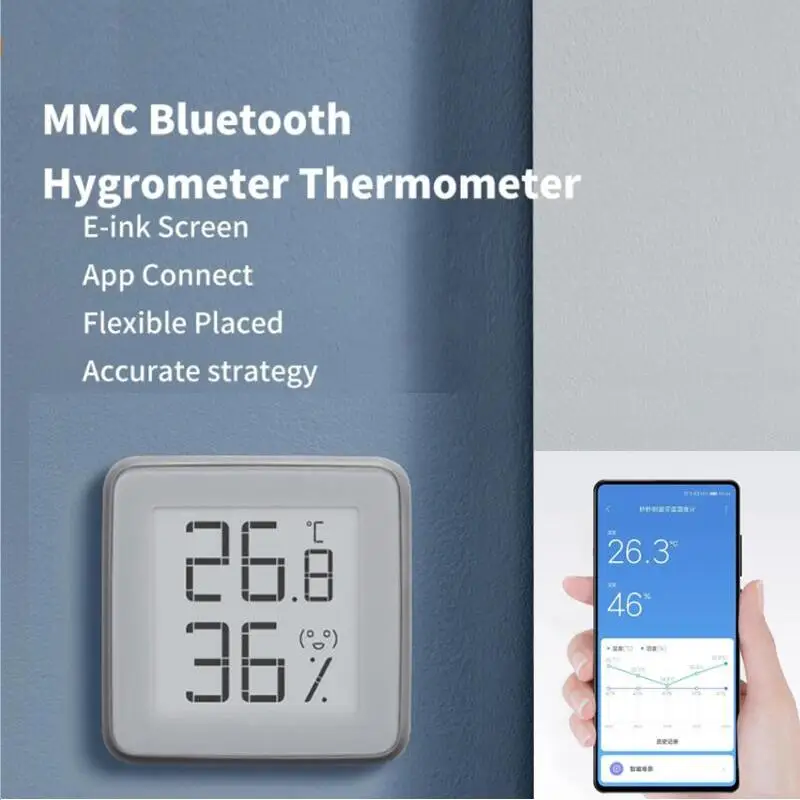[Smart Version] MMC E-Ink Screen BT2.0 Smart Bluetooth Thermometer Hygrometer Works with xiaomi mi home MIJIA App images - 6