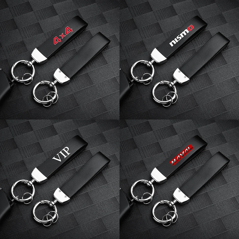 

Car Logo Keychain Leather Metal Buckle Key Chain Keyrings Gifts Accessories For Haval Volvo Lexus Audi Opel Mitsubishi Honda AMG