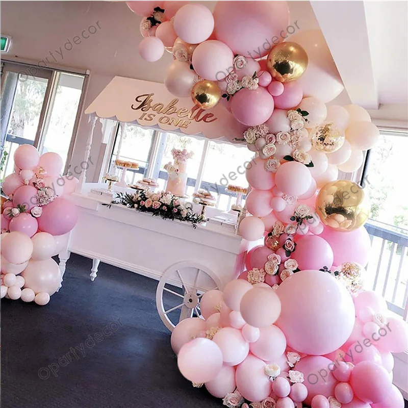 

153Pcs Diy Birthday Party Decoration Balloon Garland Arch Kit Pastel Macaron Pink Gold Foil Balls Wedding Decoration Supplies